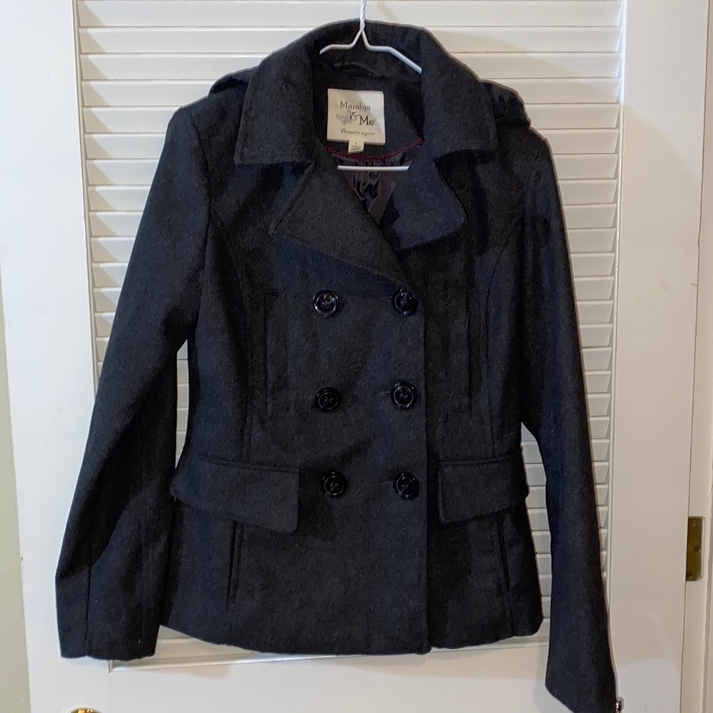 Maralyn & Me Gray pea coat with hood